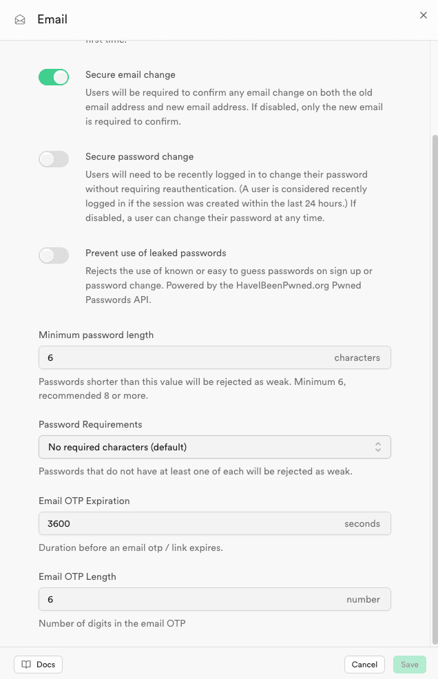 Setting Provider Email di Supabase Auth